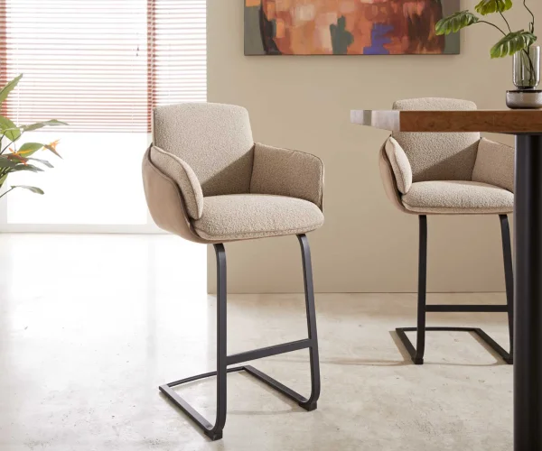 Chaise-de-bar Luan-Flex mélange de matériaux boue Piétement luge plat métal ressorts ensachés