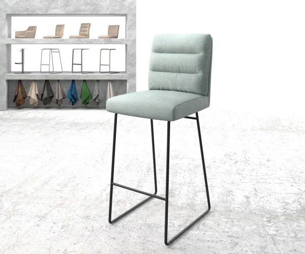 Chaise-de-bar Pela-Flex rayures menthe cadre de patins métal