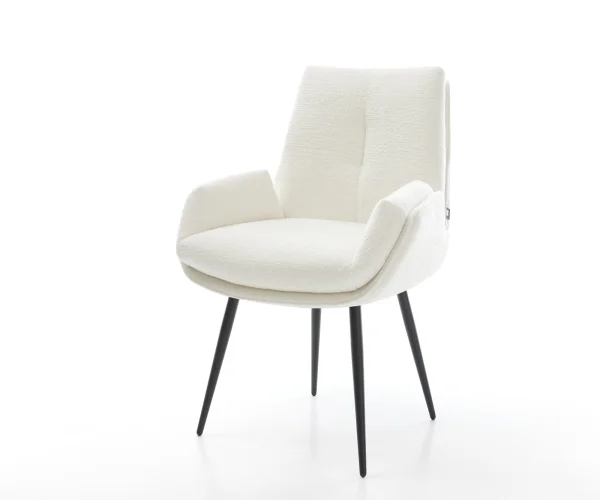 Chaise-de-salle-à-manger Clea-Flex bouclé doux beige 4 pieds coniques noir