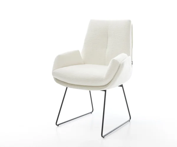 Chaise-de-salle-à-manger Clea-Flex bouclé doux beige pied trapèze noir