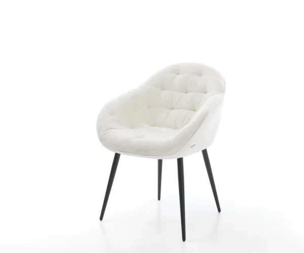 Chaise-de-salle-à-manger Gaio-Flex bouclé doux beige 4 pieds coniques noir