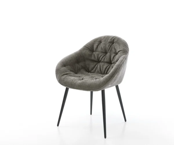 Chaise-de-salle-à-manger Gaio-Flex bouclé doux couleur boue 4 pieds coniques noir