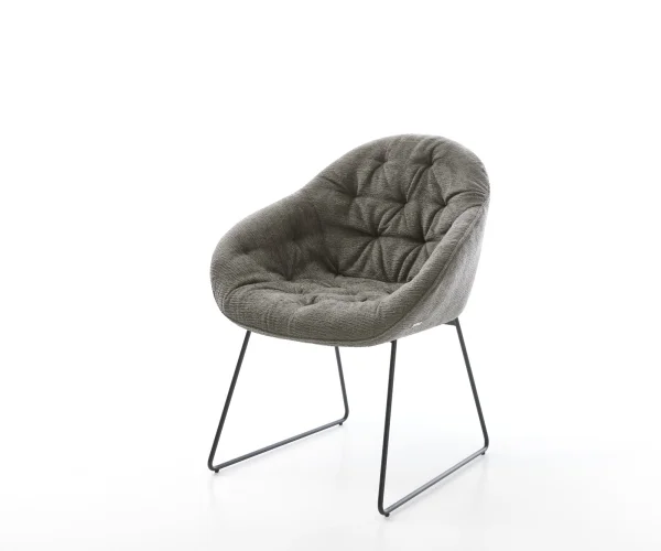 Chaise-de-salle-à-manger Gaio-Flex bouclé doux couleur boue pied trapèze noir