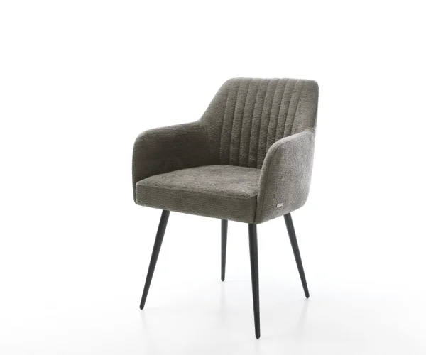 Chaise-de-salle-à-manger Greg-Flex bouclé doux couleur boue 4 pieds coniques noir resorts ensachés