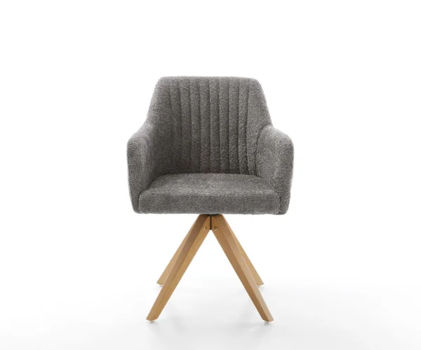 Chaise-de-salle-à-manger Greg-Flex bouclé gris pied en bois angulaire naturel