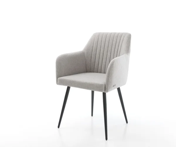 Chaise-de-salle-à-manger Greg-Flex rayures gris clair 4 pieds coniques noir ressorts ensachés