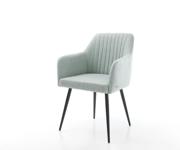 Chaise-de-salle-à-manger Greg-Flex rayures Vert menthe 4 pieds coniques noir ressorts ensachés