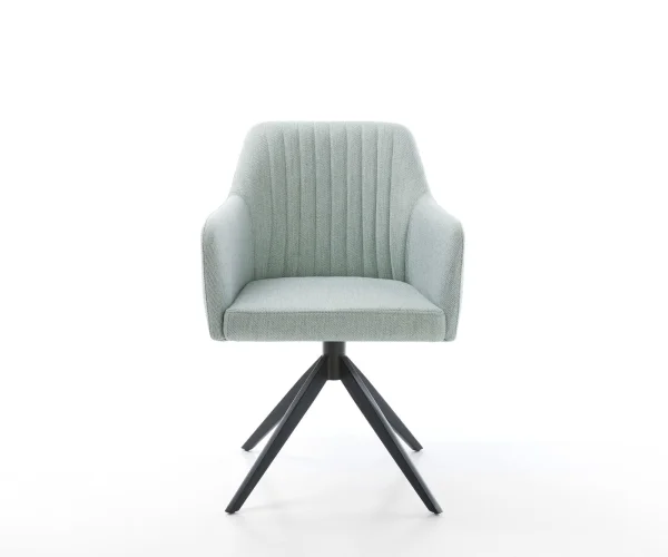 Chaise-de-salle-à-manger Greg-Flex rayures Vert menthe pied croisé large noir