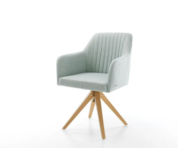 Chaise-de-salle-à-manger Greg-Flex rayures Vert menthe pied en bois angulaire naturel ressorts ensachés