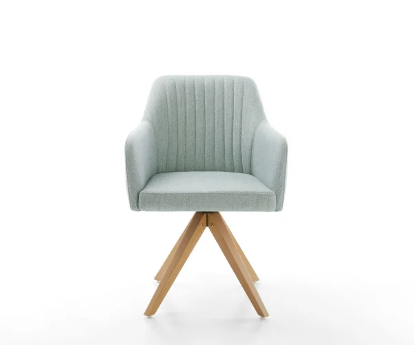 Chaise-de-salle-à-manger Greg-Flex rayures Vert menthe pied en bois angulaire naturel