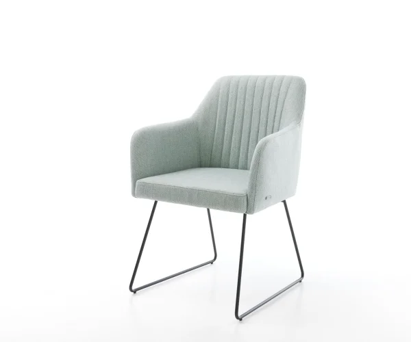 Chaise-de-salle-à-manger Greg-Flex rayures Vert menthe pied trapèze noir ressorts ensachés