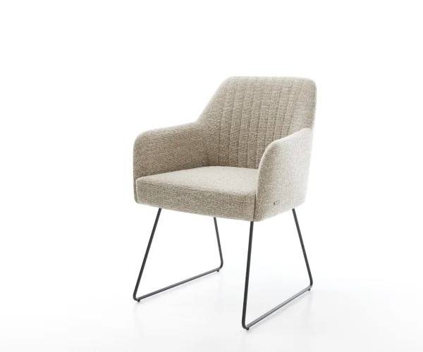 Chaise-de-salle-à-manger Greg-Flex tissu tissé doux beige pied trapèze noir resorts ensachés