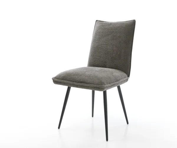 Chaise-de-salle-à-manger Lelio-Flex bouclé doux couleur boue 4 pieds coniques noir resorts ensachés