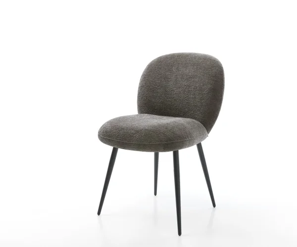 Chaise-de-salle-à-manger Nube-Flex bouclé doux couleur boue 4 pieds coniques noir resorts ensachés