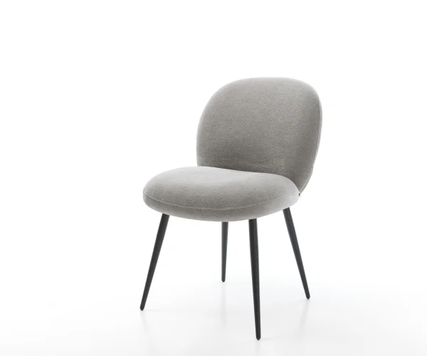 Chaise-de-salle-à-manger Nube-Flex tissu structuré doux gris 4 pieds coniques noir resorts ensachés