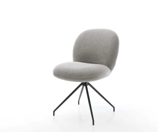 Chaise-de-salle-à-manger Nube-Flex tissu structuré doux gris pied croisé conique noir resorts ensachés