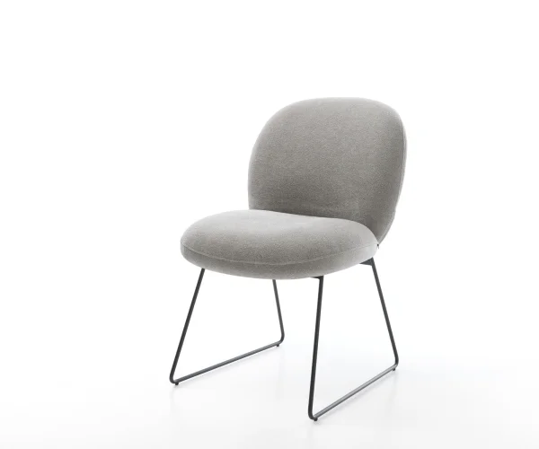 Chaise-de-salle-à-manger Nube-Flex tissu structuré doux gris pied trapèze noir resorts ensachés