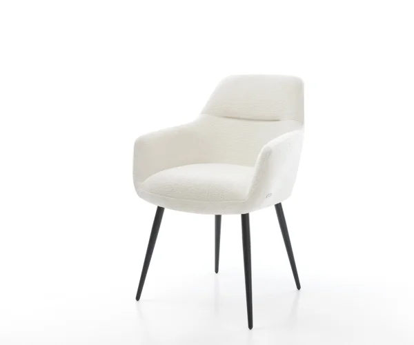 Chaise-de-salle-à-manger Pejo-Flex bouclé doux beige 4 pieds coniques noir resorts ensachés