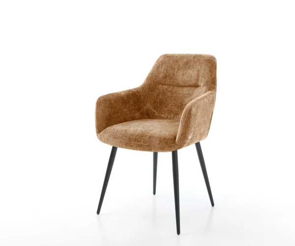 Chaise-de-salle-à-manger Pejo-Flex chenille rouille 4 pieds coniques noir ressorts ensachés