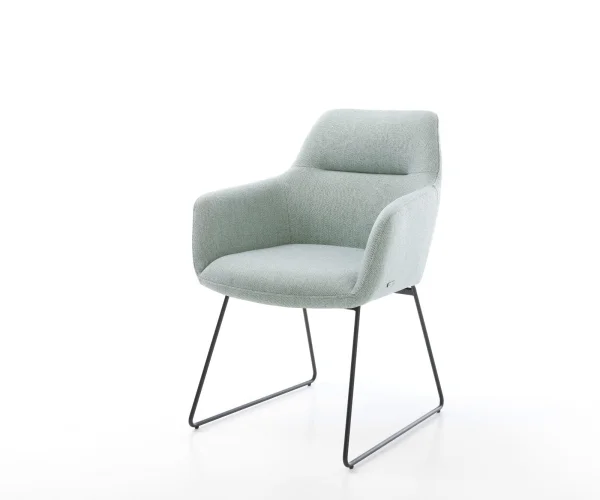 Chaise-de-salle-à-manger Pejo-Flex rayures Vert menthe pied trapèze noir