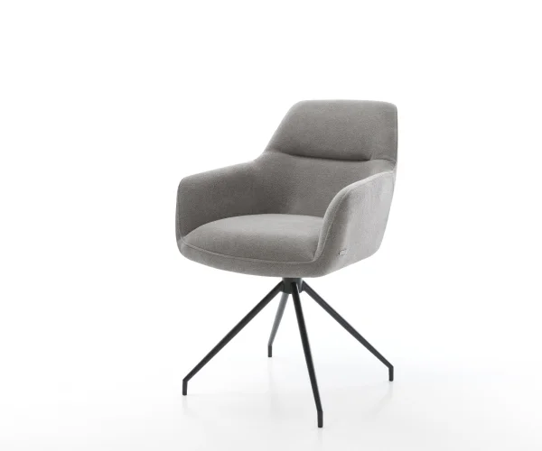 Chaise-de-salle-à-manger Pejo-Flex tissu structuré doux gris pied croisé conique noir resorts ensachés
