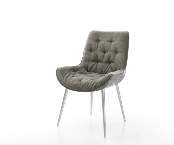 Chaise-de-salle-à-manger Taimi-Flex bouclé doux couleur boue 4 pieds coniques acier inoxydable