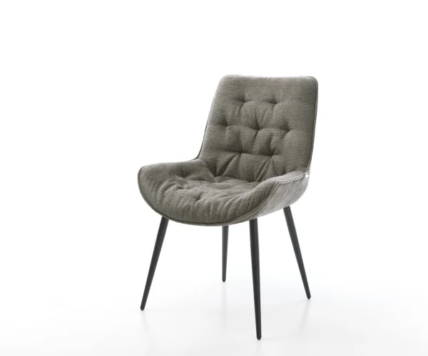 Chaise-de-salle-à-manger Taimi-Flex bouclé doux couleur boue 4 pieds coniques noir