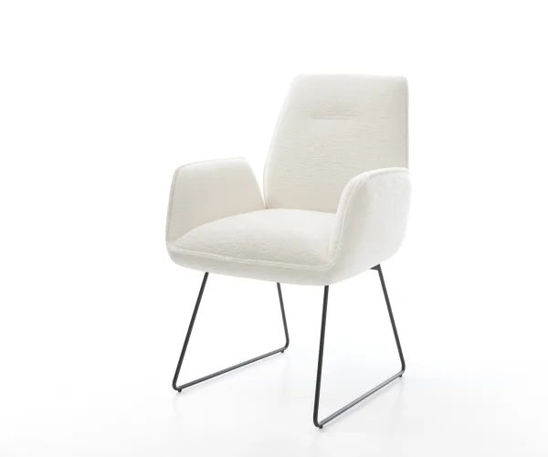 Chaise-de-salle-à-manger Zoa-Flex bouclé doux beige pied trapèze noir resorts ensachés