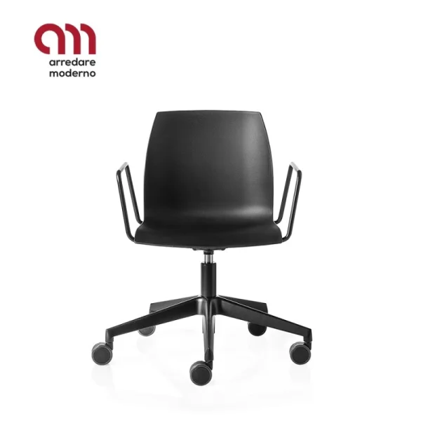 Chaise Kalea Kastel de bureau pivotante gaz 5 branches accoudoirs