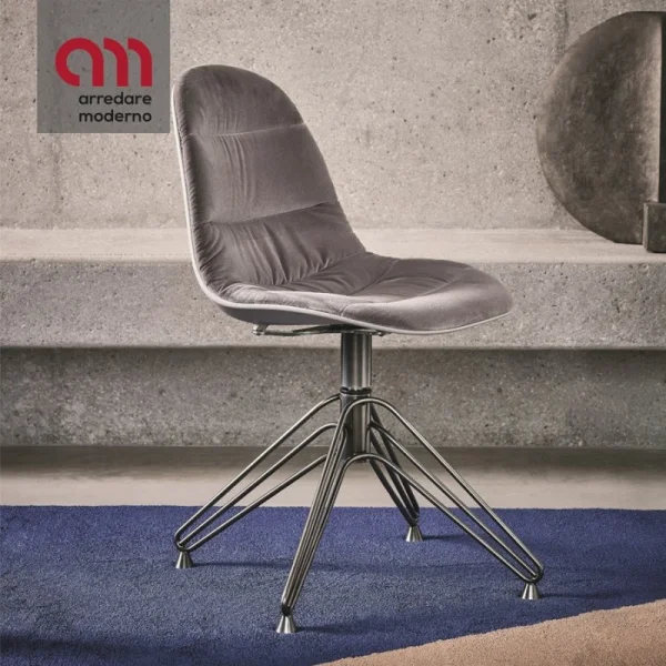 Chaise Mood Bontempi Casa rembourrée en acier pivotante