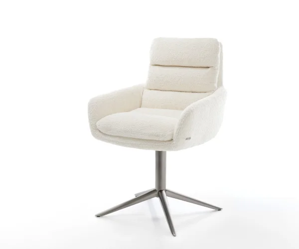 Chaise-pivotante Abelia-Flex avec accoudoirs bouclé blanc pied de chaise 4 branches grafiete pivotement sur 360° fonction bascule