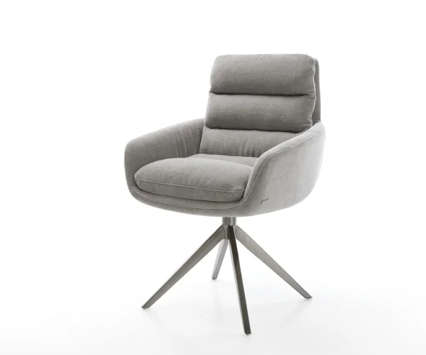 Chaise-pivotante Abelia-Flex avec accoudoirs tissu structuré doux gris pied croisé large grafiete pivotement sur 360° fonction bascule
