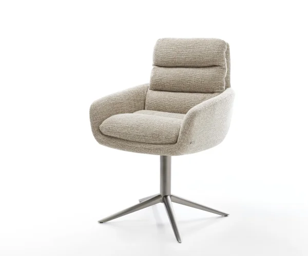 Chaise-pivotante Abelia-Flex avec accoudoirs tissu tissé doux beige pied de chaise 4 branches grafiete pivotement sur 360° fonction bascule