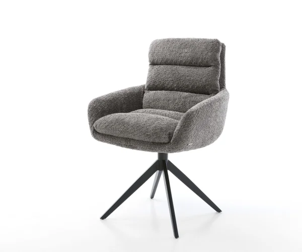 Chaise-pivotante Abelia-Flex bouclé gris pied croisé large noir pivotement sur 360° fonction bascule
