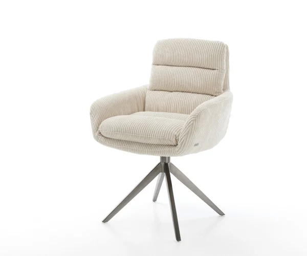Chaise-pivotante Abelia-Flex mit Armlehnen côtelé beige pied croisé large grafiete pivotement sur 360° fonction bascule