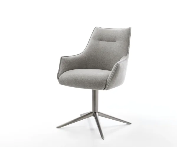 Chaise-pivotante Alja-Flex avec accoudoirs tissu structuré doux gris pied de chaise 4 branches grafiete pivotement sur 360° fonction bascule resorts ensachés