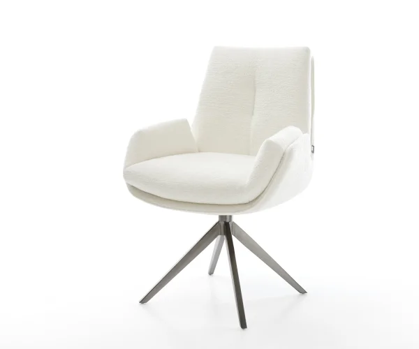 Chaise-pivotante Clea-Flex bouclé doux beige pied croisé large grafiete pivotement sur 360° fonction bascule