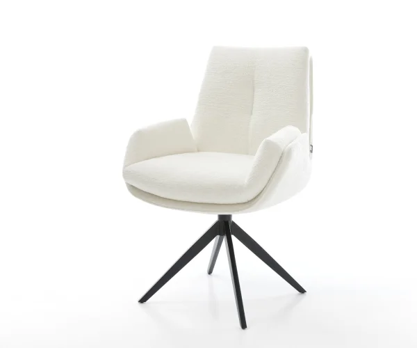 Chaise-pivotante Clea-Flex bouclé doux beige pied croisé large noir pivotement sur 360° fonction bascule