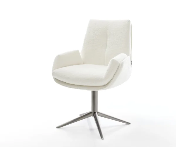 Chaise-pivotante Clea-Flex bouclé doux beige pied de chaise 4 branches grafiete pivotement sur 360° fonction bascule