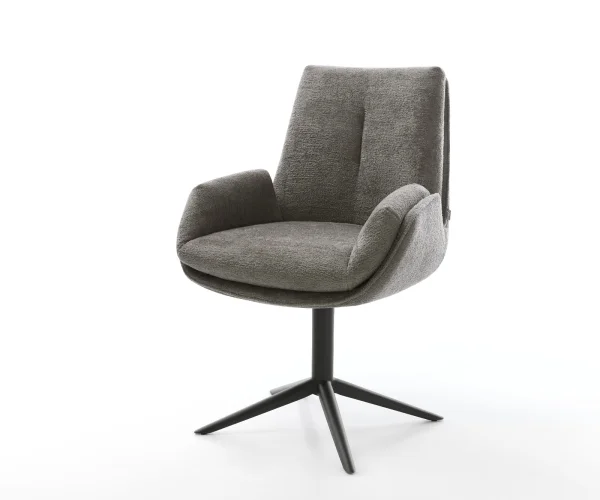 Chaise-pivotante Clea-Flex bouclé doux couleur boue pied de chaise 4 branches noir pivotement sur 360° fonction bascule