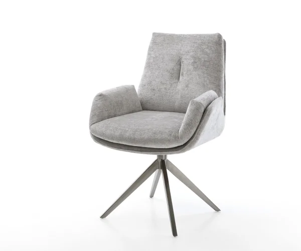 Chaise-pivotante Clea-Flex chenille gris argenté pied croisé large grafiete pivotement sur 360° fonction bascule