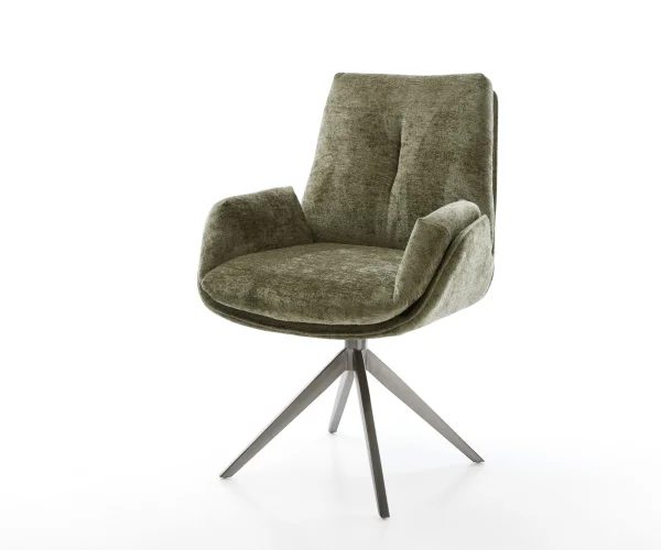 Chaise-pivotante Clea-Flex chenille olive pied croisé large grafiete pivotement sur 360° fonction bascule