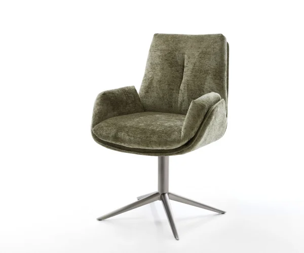 Chaise-pivotante Clea-Flex chenille olive pied de chaise 4 branches grafiete pivotement sur 360° fonction bascule