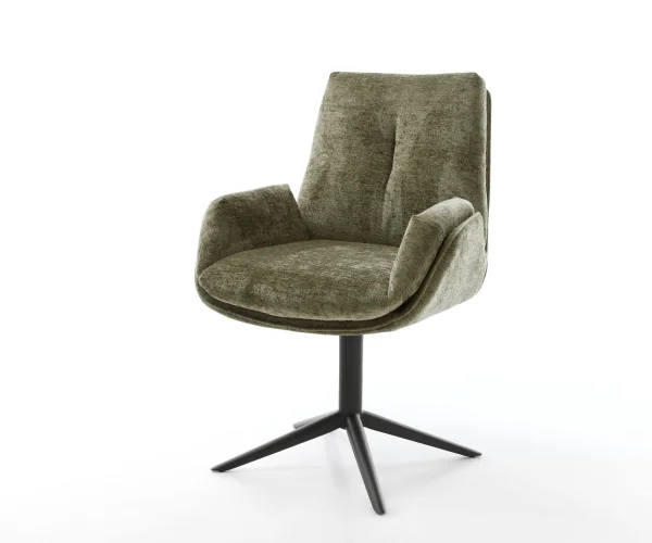 Chaise-pivotante Clea-Flex chenille olive pied de chaise 4 branches noir pivotement sur 360° fonction bascule