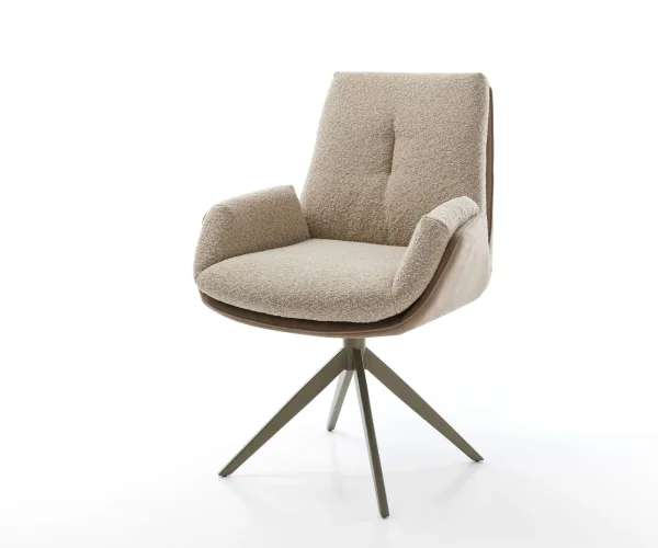 Chaise-pivotante Clea-Flex microvelours boue pied croisé large aspect titane pivotement sur 360° fonction bascule