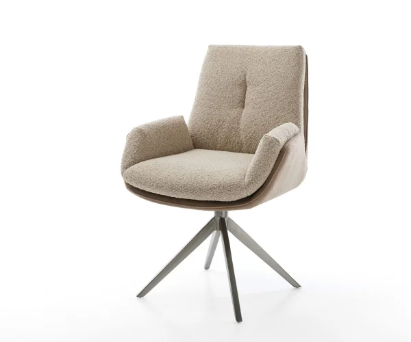 Chaise-pivotante Clea-Flex tissu mixte couleur boue pied croisé large grafiete pivotement sur 360° fonction bascule