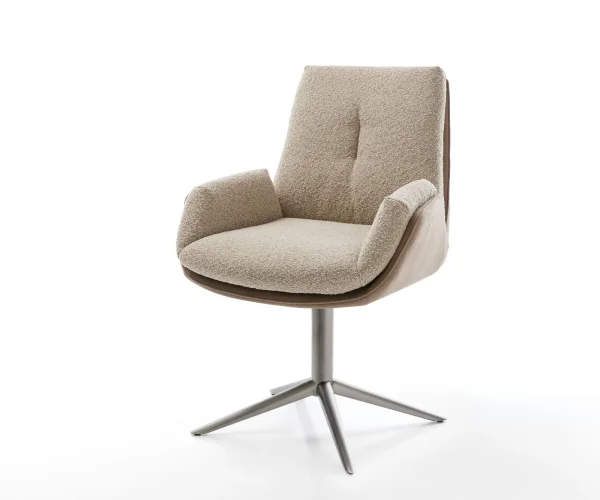 Chaise-pivotante Clea-Flex tissu mixte couleur boue pied de chaise 4 branches grafiete pivotement sur 360° fonction bascule