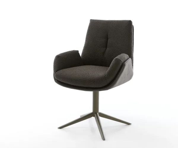 Chaise-pivotante Clea-Flex tissu mixte noir pied de chaise 4 branches aspect titane pivotement sur 360° fonction bascule