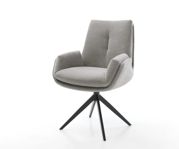 Chaise-pivotante Clea-Flex tissu structuré doux gris pied croisé large noir pivotement sur 360° fonction bascule