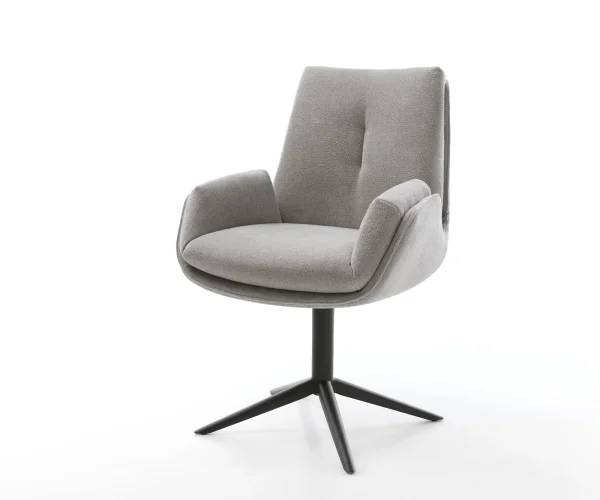 Chaise-pivotante Clea-Flex tissu structuré doux gris pied de chaise 4 branches noir pivotement sur 360° fonction bascule